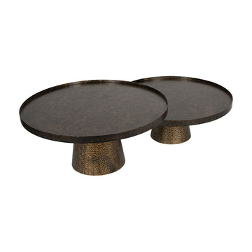 Libra Interiors Set of 2 Sandbanks Iron Coffee Tables in Rustic Antique Gold