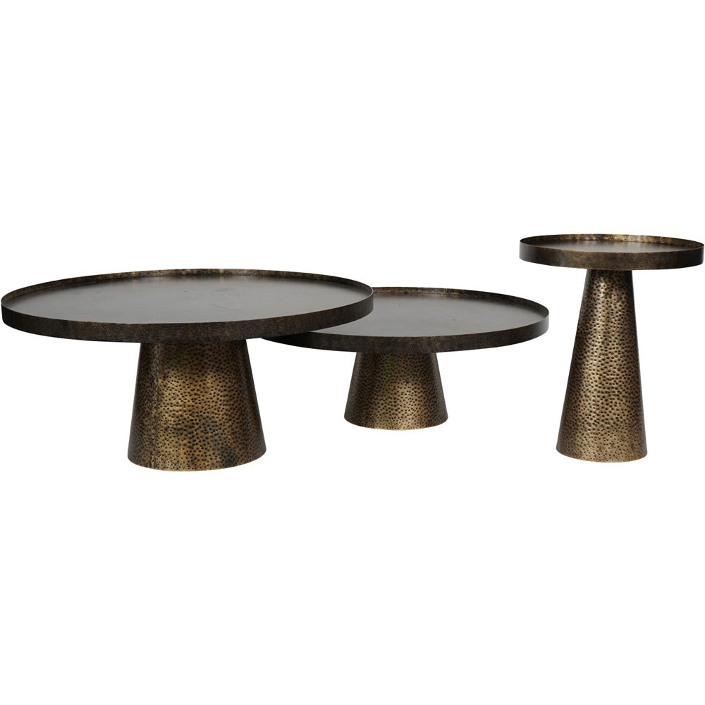 Libra Interiors Set of 2 Sandbanks Iron Coffee Tables in Rustic Antique Gold