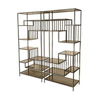 Libra Interiors Set of 2 Westley Shelving Units in Dark Gold with Brown Tinted Glass