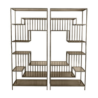 Libra Interiors Set of 2 Westley Shelving Units in Dark Gold with Brown Tinted Glass