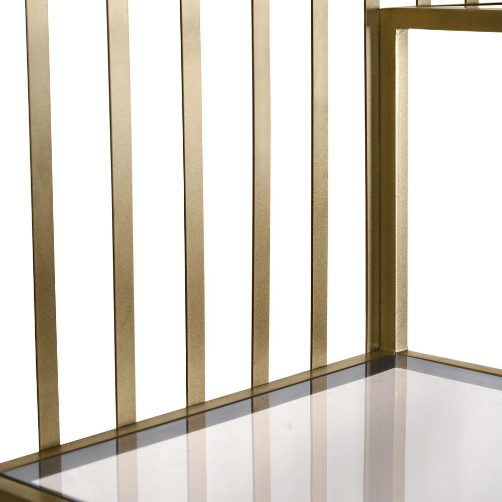 Libra Interiors Set of 2 Westley Shelving Units in Dark Gold with Brown Tinted Glass