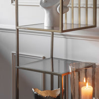 Libra Interiors Set of 2 Westley Shelving Units in Dark Gold with Brown Tinted Glass