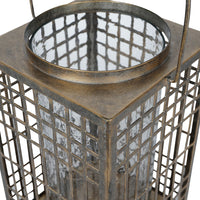 Libra Interiors Barossa Fretwork Square Lantern in Aged Gold