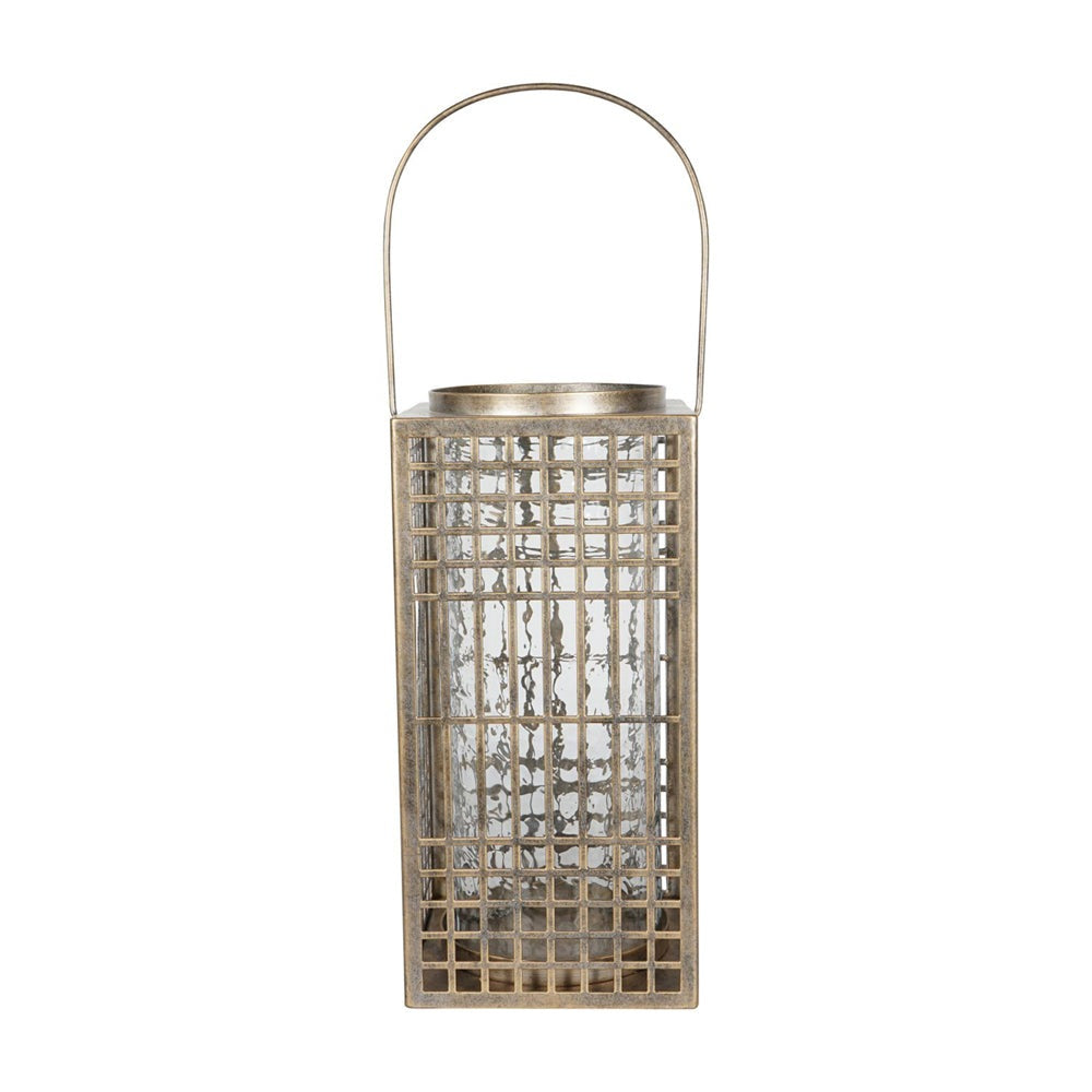 Libra Interiors Barossa Fretwork Square Lantern in Aged Gold