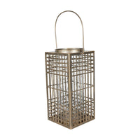 Libra Interiors Barossa Fretwork Square Lantern in Aged Gold