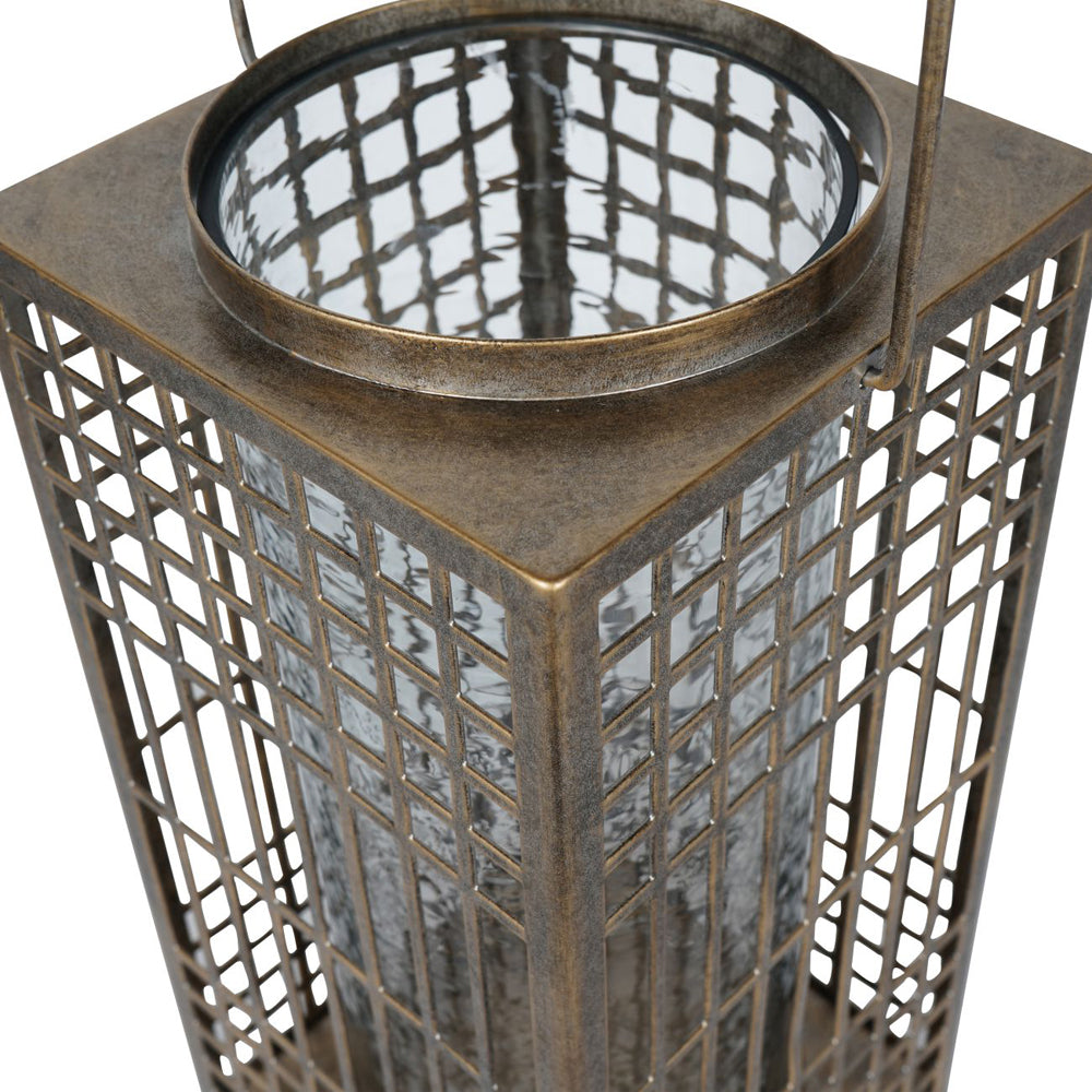 Libra Interiors Barossa Fretwork Square Lantern in Aged Gold