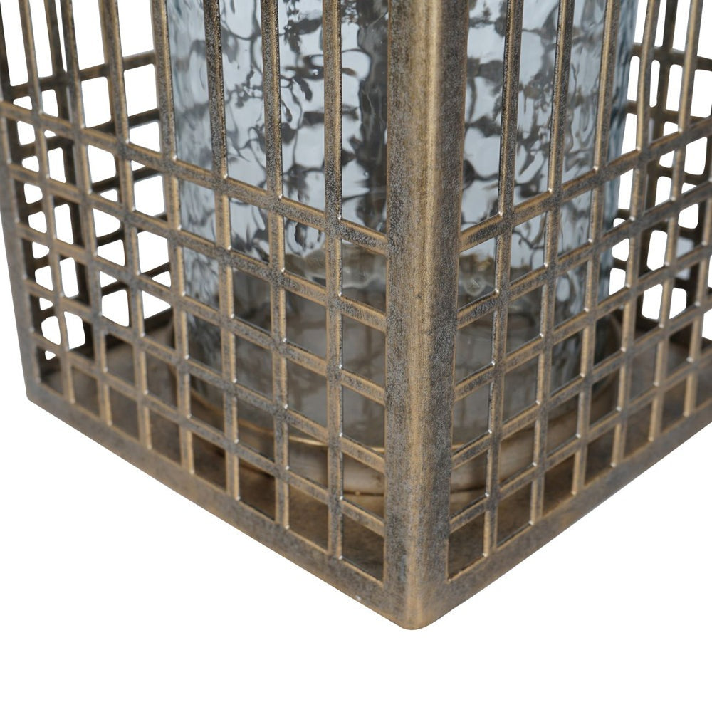 Libra Interiors Barossa Fretwork Square Lantern in Aged Gold