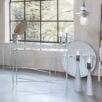 Libra Interiors Sandbanks Iron and Hammered Glass Table Hurricane