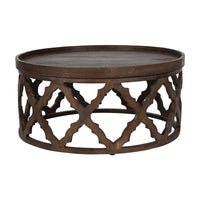 Libra Interiors Kielder Solid Carved Wooden Coffee Table in Dark Brown