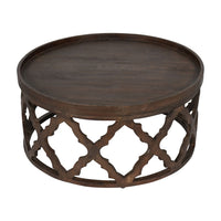 Libra Interiors Kielder Solid Carved Wooden Coffee Table in Dark Brown