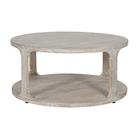 Libra Interiors Beadnell Solid Carved Wooden Coffee Table in Whitewash Finish