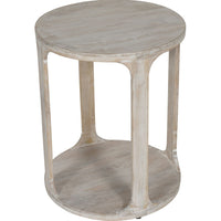 Libra Interiors Beadnell Solid Carved Wooden Side Table in Whitewash Finish