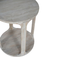 Libra Interiors Beadnell Solid Carved Wooden Side Table in Whitewash Finish