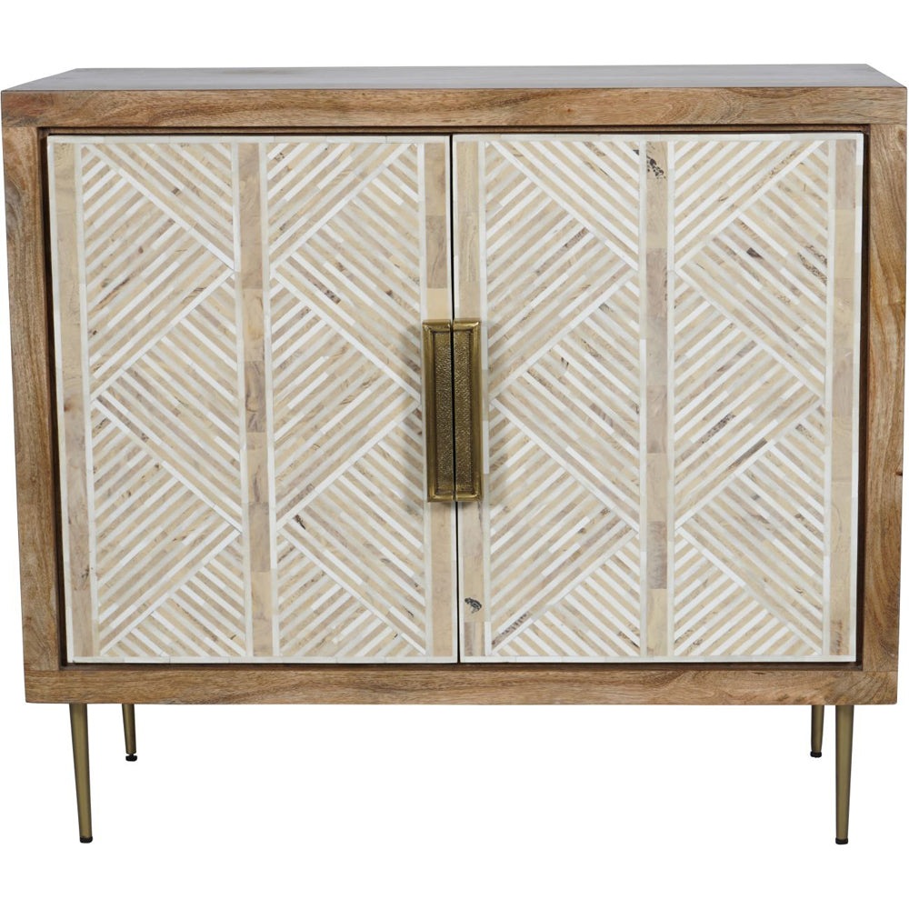 Libra Interiors Linden Bone and Mango Wood 2 Door Cabinet