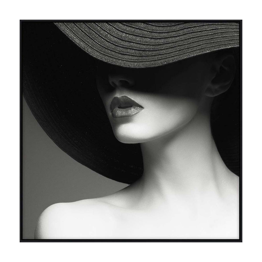 Libra Interiors Lady in Hat Framed Canvas 100x100cm