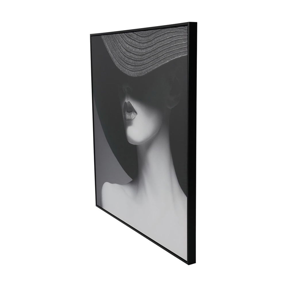 Libra Interiors Lady in Hat Framed Canvas 100x100cm