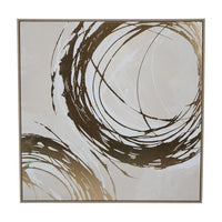 Libra Interiors Golden Foiled Circles Framed Canvas 100x100cm