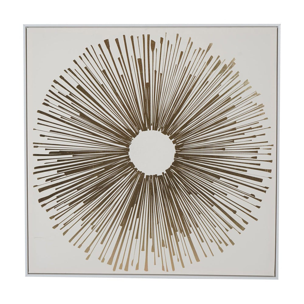 Libra Interiors Golden Foiled Sunburst Framed Canvas 100x100cm