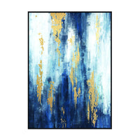 Libra Interiors Urbanite Blue Distressed Foiled Framed Canvas 140x100cm