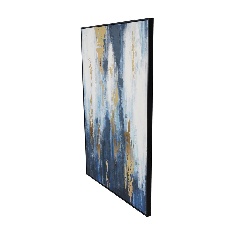 Libra Interiors Urbanite Blue Distressed Foiled Framed Canvas 140x100cm