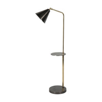 Libra Interiors Amelie Brushed Floor Lamp with Table in Satin Grey & Brass