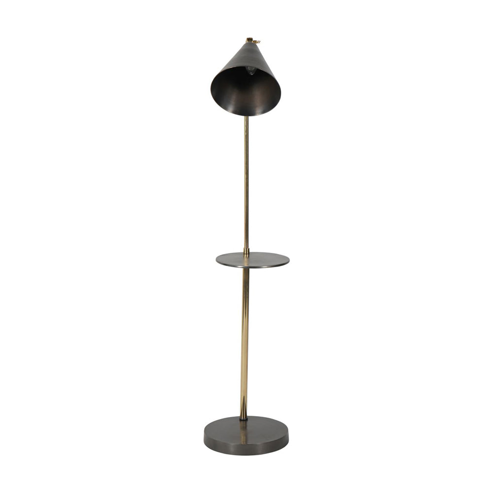 Libra Interiors Amelie Brushed Floor Lamp with Table in Satin Grey & Brass