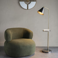 Libra Interiors Amelie Brushed Floor Lamp with Table in Satin Grey & Brass