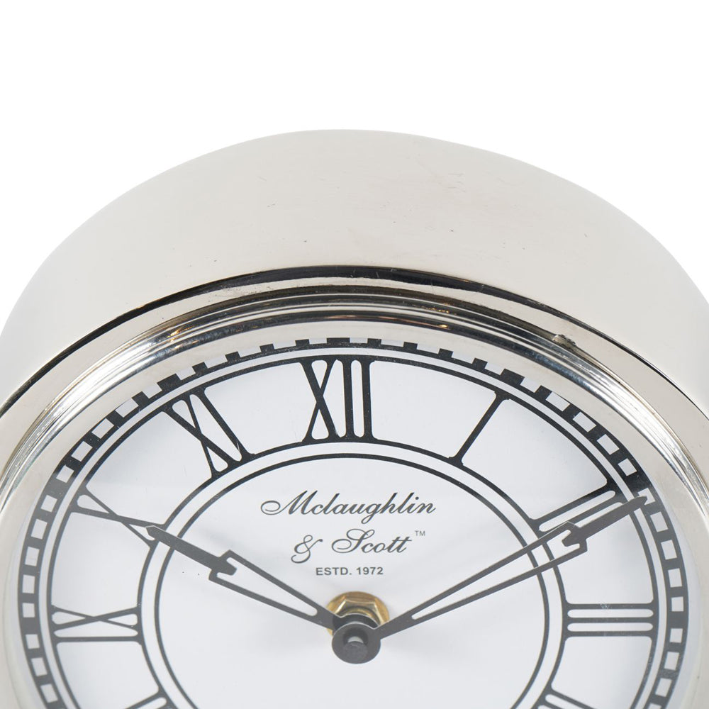 Libra Interiors Retro Carriage Mantel Clock in Nickel Finish