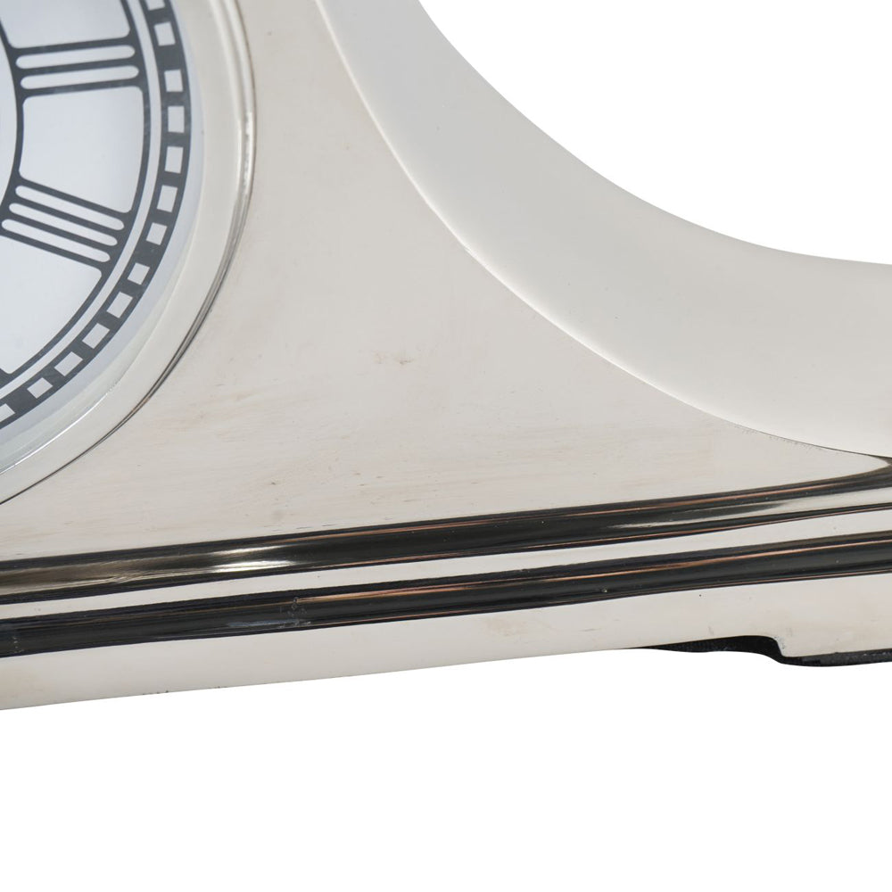 Libra Interiors Retro Carriage Mantel Clock in Nickel Finish