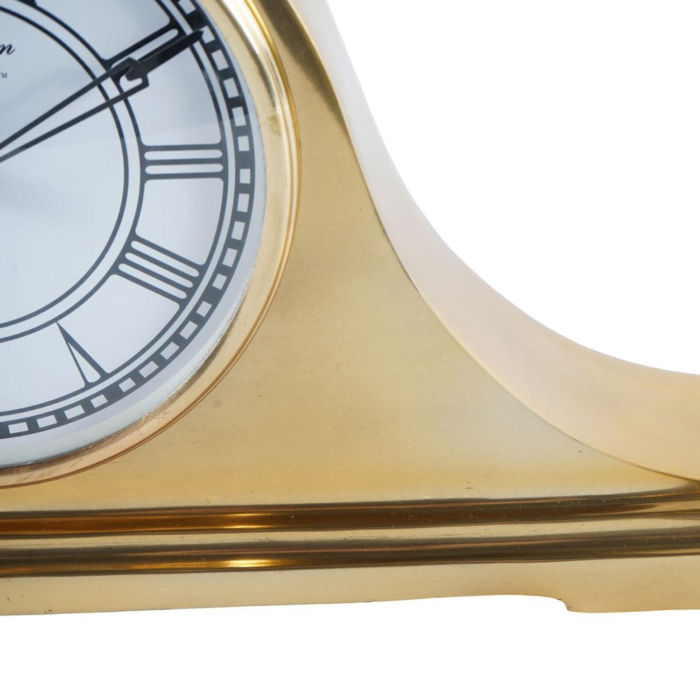 Libra Interiors Retro Carriage Mantel Clock in Brass Finish