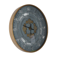 Libra Interiors Manchester Industrial Round Wall Clock in Gold and Grey