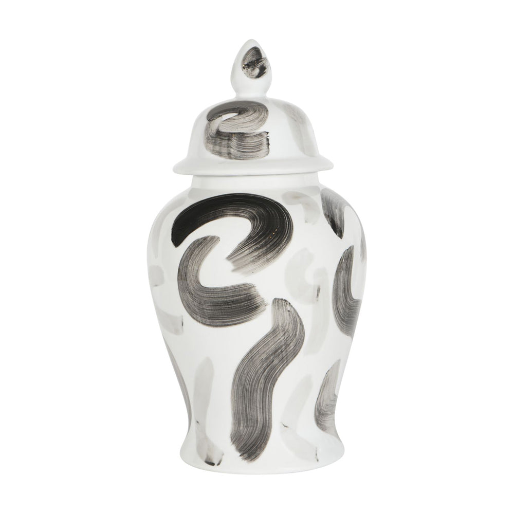 Libra Interiors Monochome Brush Swirl Ginger Jar