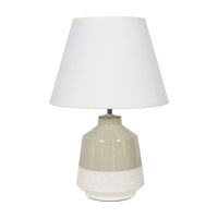 Libra Interiors Canterbury Soft Green Dipped Glaze Table Lamp with Ivory Coolie Shade