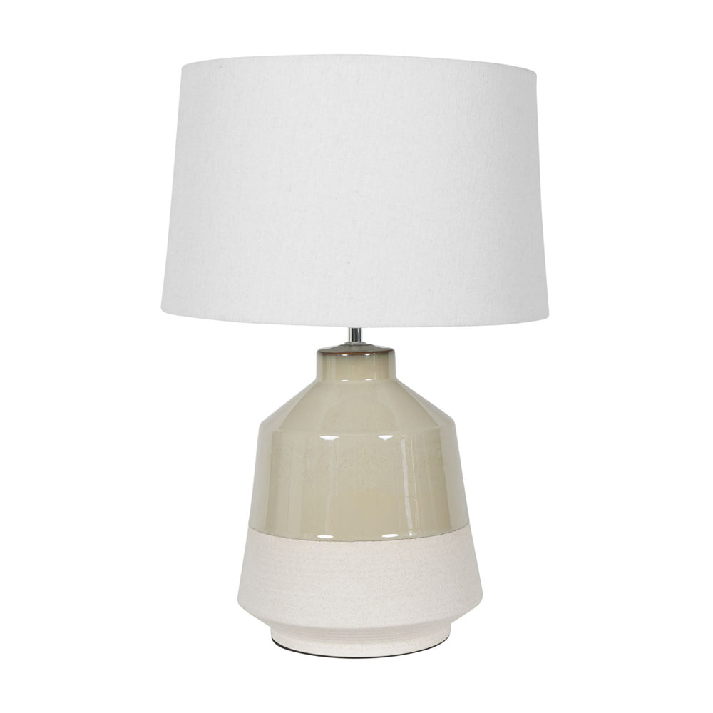 Libra Interiors Canterbury Soft Green Dipped Glaze Table Lamp with Ivory Coolie Shade