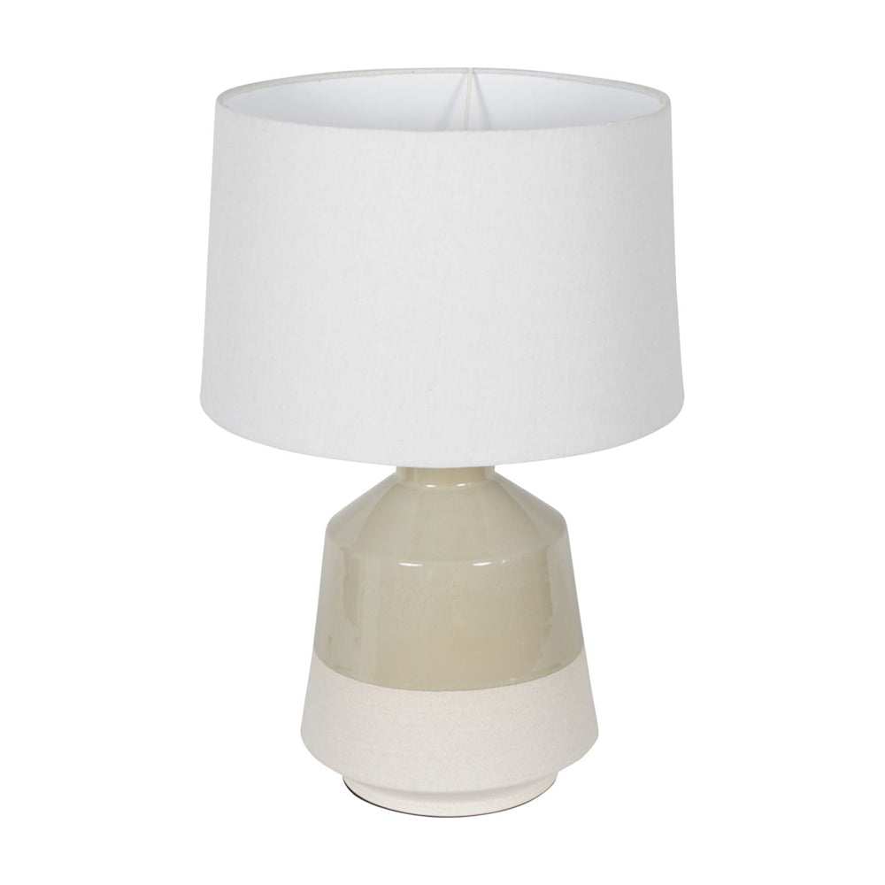 Libra Interiors Canterbury Soft Green Dipped Glaze Table Lamp with Ivory Coolie Shade