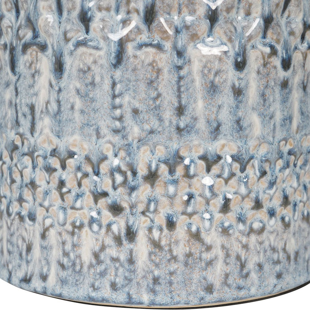 Libra Interiors Stormy Sky Glaze Table Lamp with Cream Drum Shade