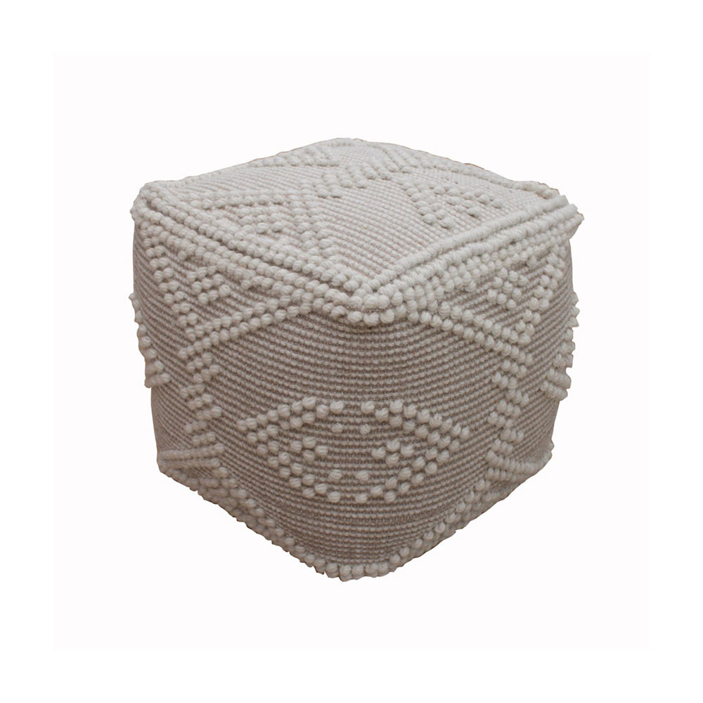 Libra Interiors Fortain Hand Woven Pouffe in Ivory & Beige