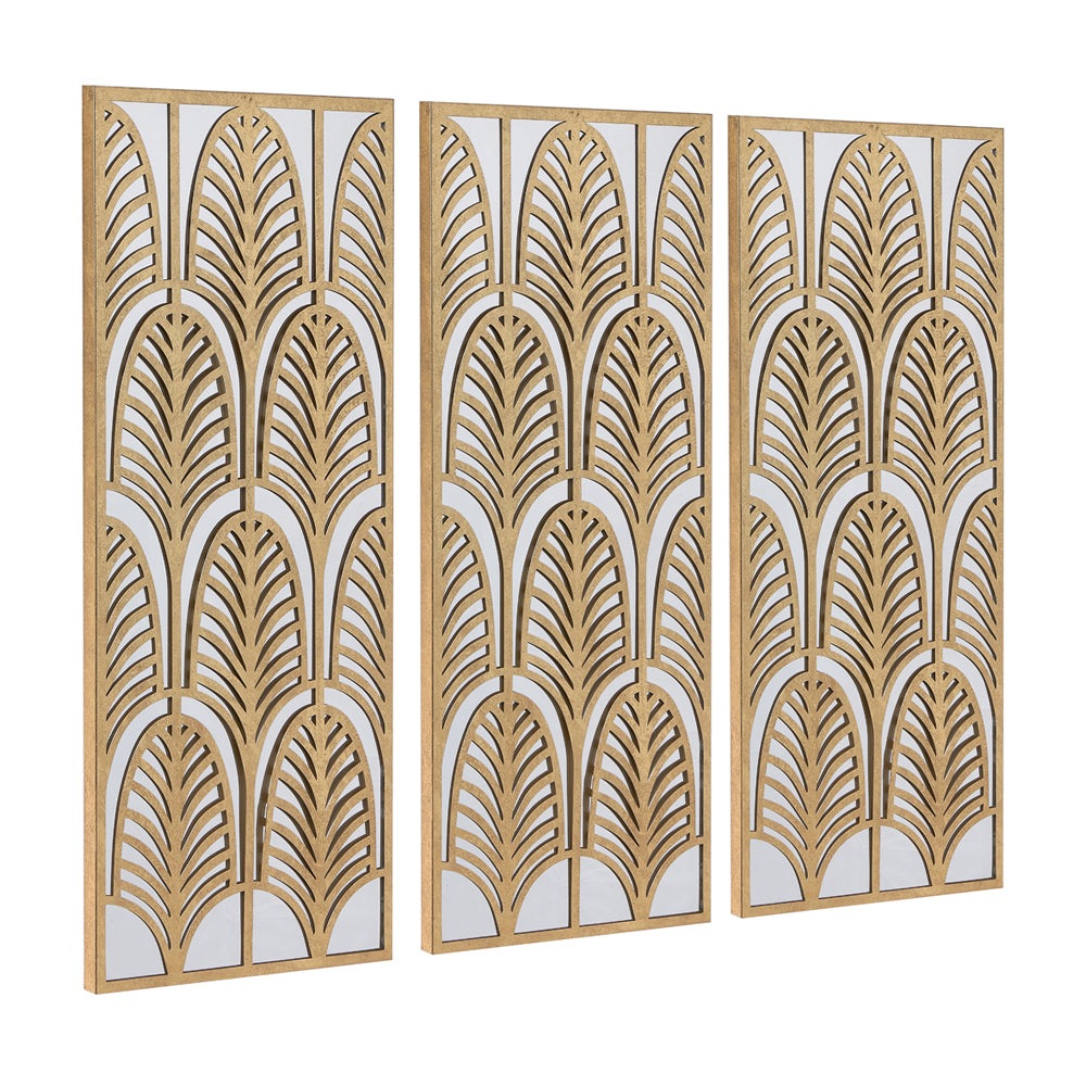 Olivia's Benny Rectangular Metal Mirrored Wall Art in Gold