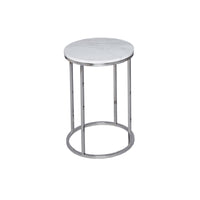 Gillmore Kensal White Marble With Polished Base Round Side Table