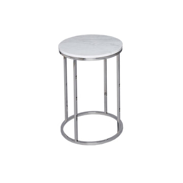 Gillmore Kensal White Marble With Polished Base Round Side Table