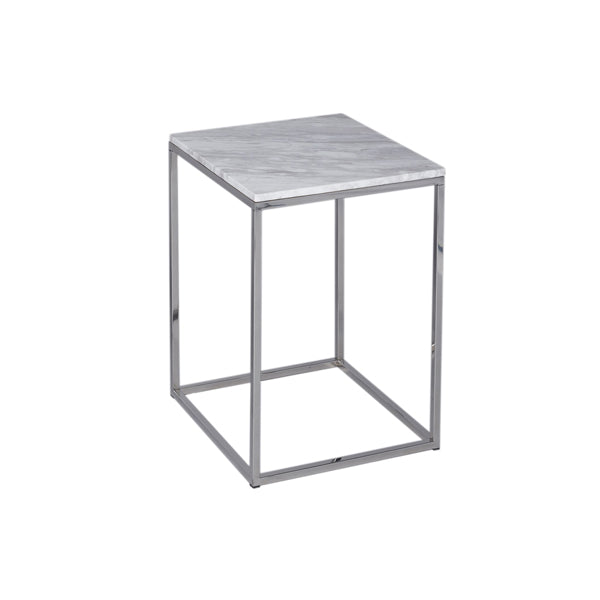 Gillmore Kensal White Marble With Polished Base Square Side Table