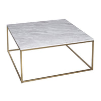 Gillmore Kensal White Marble With Brass Base Square Coffee Table