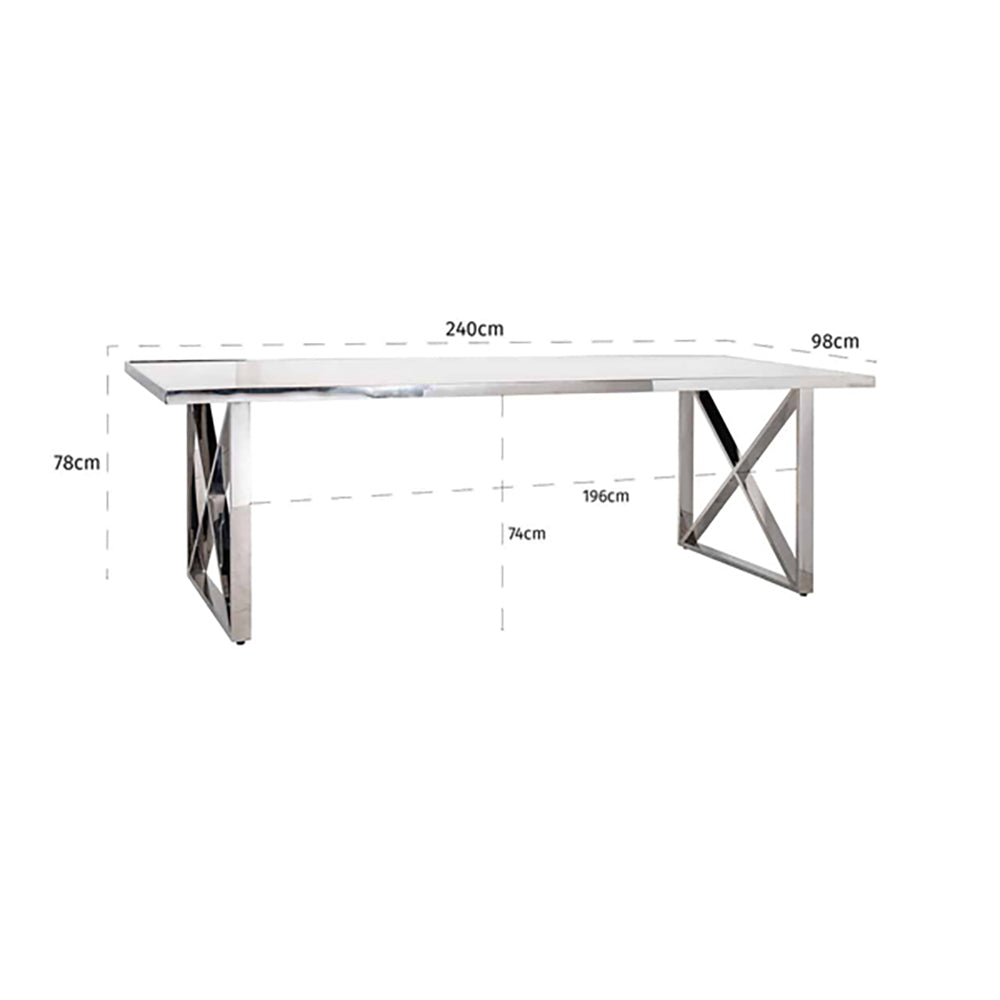 Richmond Levanto Cross-Leg Dining Table in Silver
