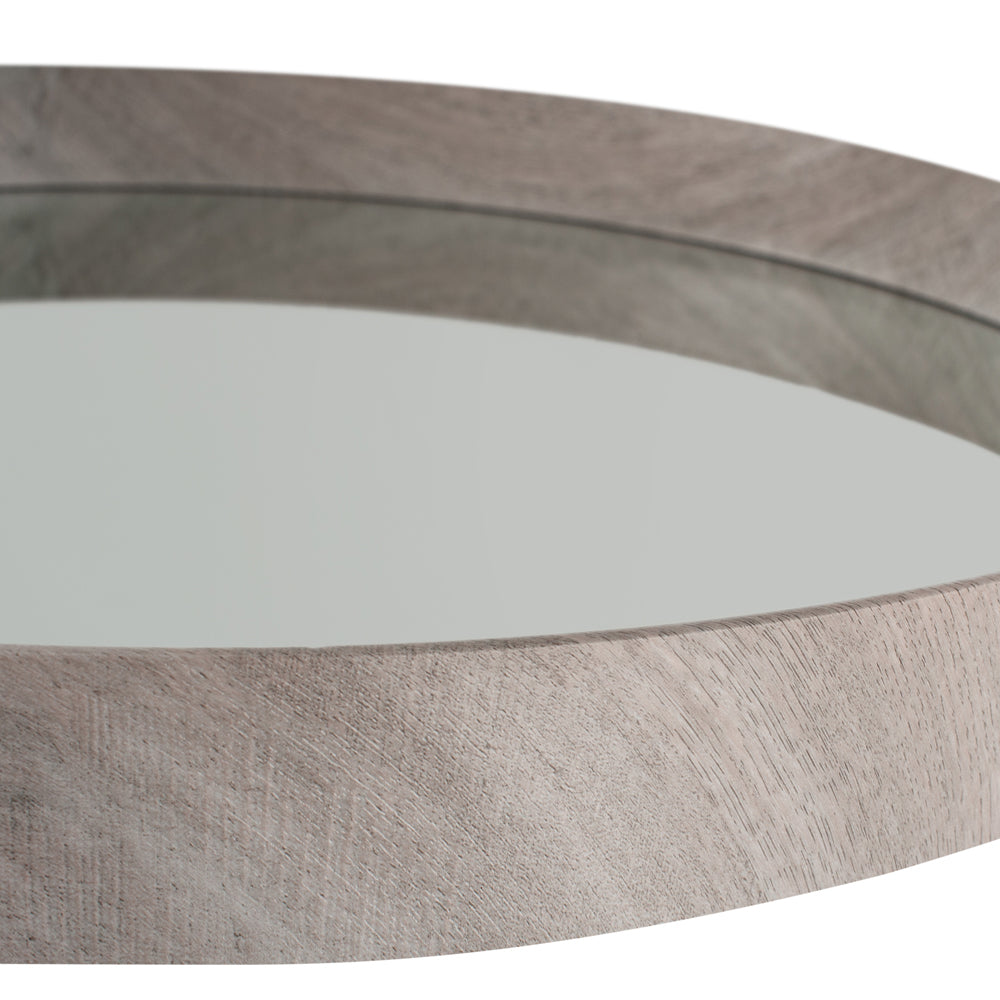 Olivia's Lesha Oak Veneer Round Wall Mirror in Grey