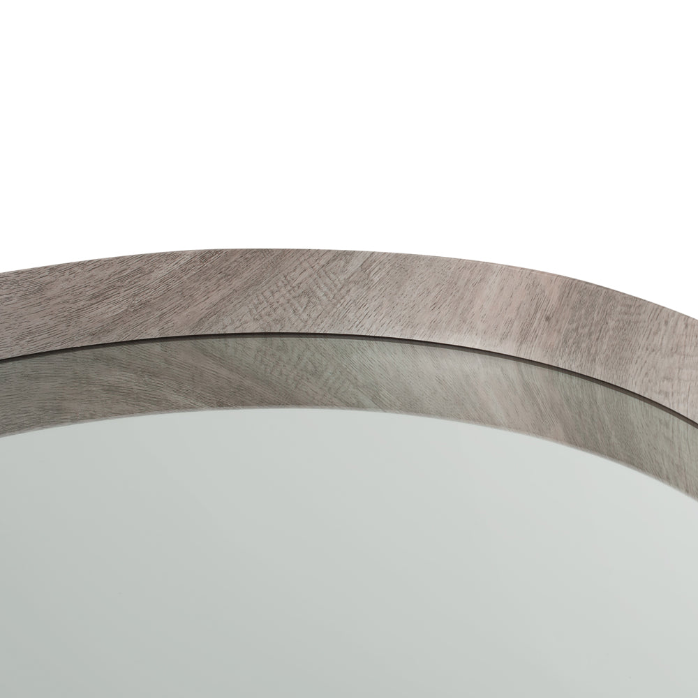 Olivia's Lesha Oak Veneer Round Wall Mirror in Grey