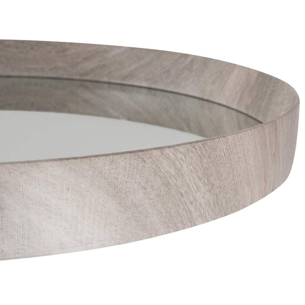 Olivia's Lesha Oak Veneer Round Wall Mirror in Grey