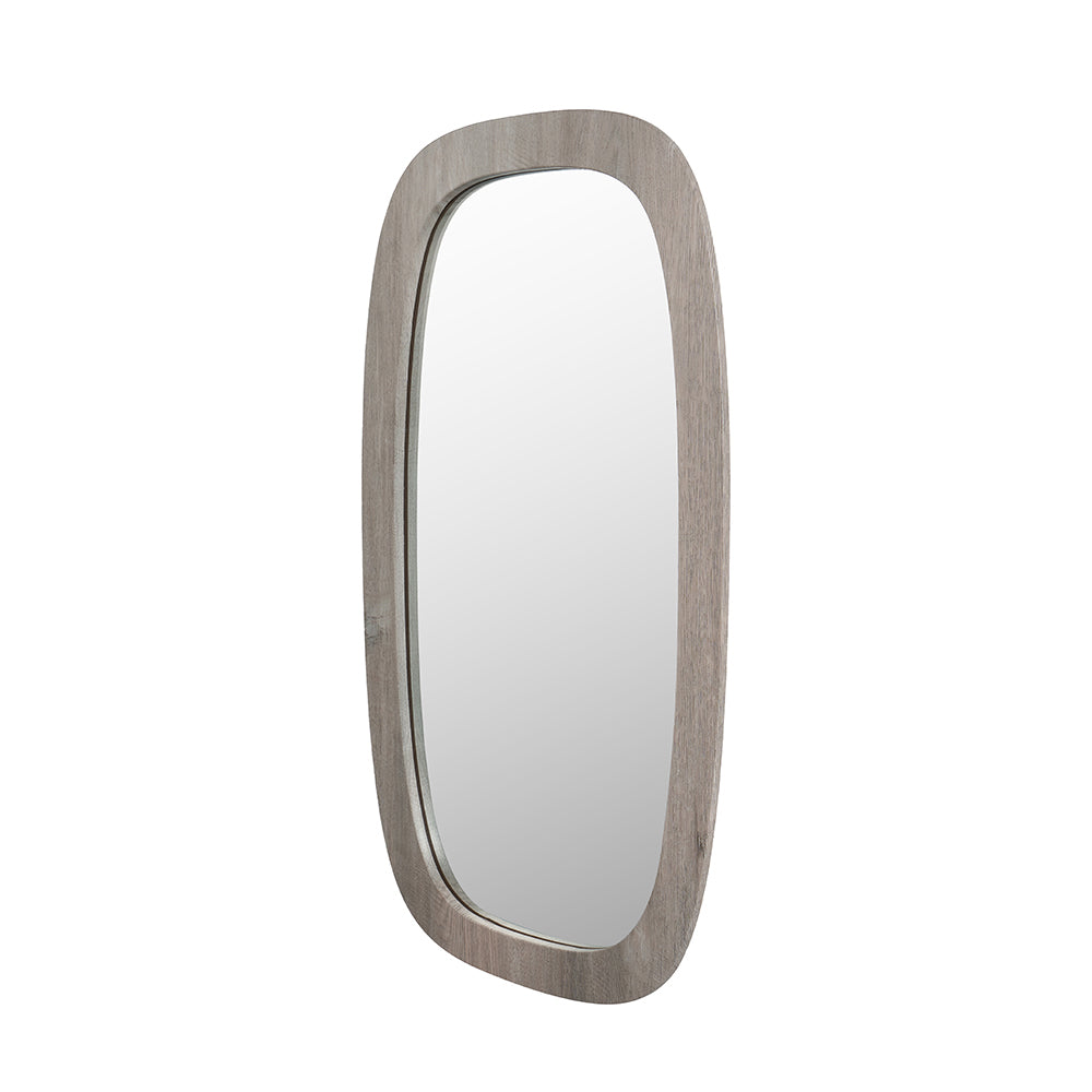 Olivia's Lesha Oak Vaneer Squoval Wall Mirror in Grey