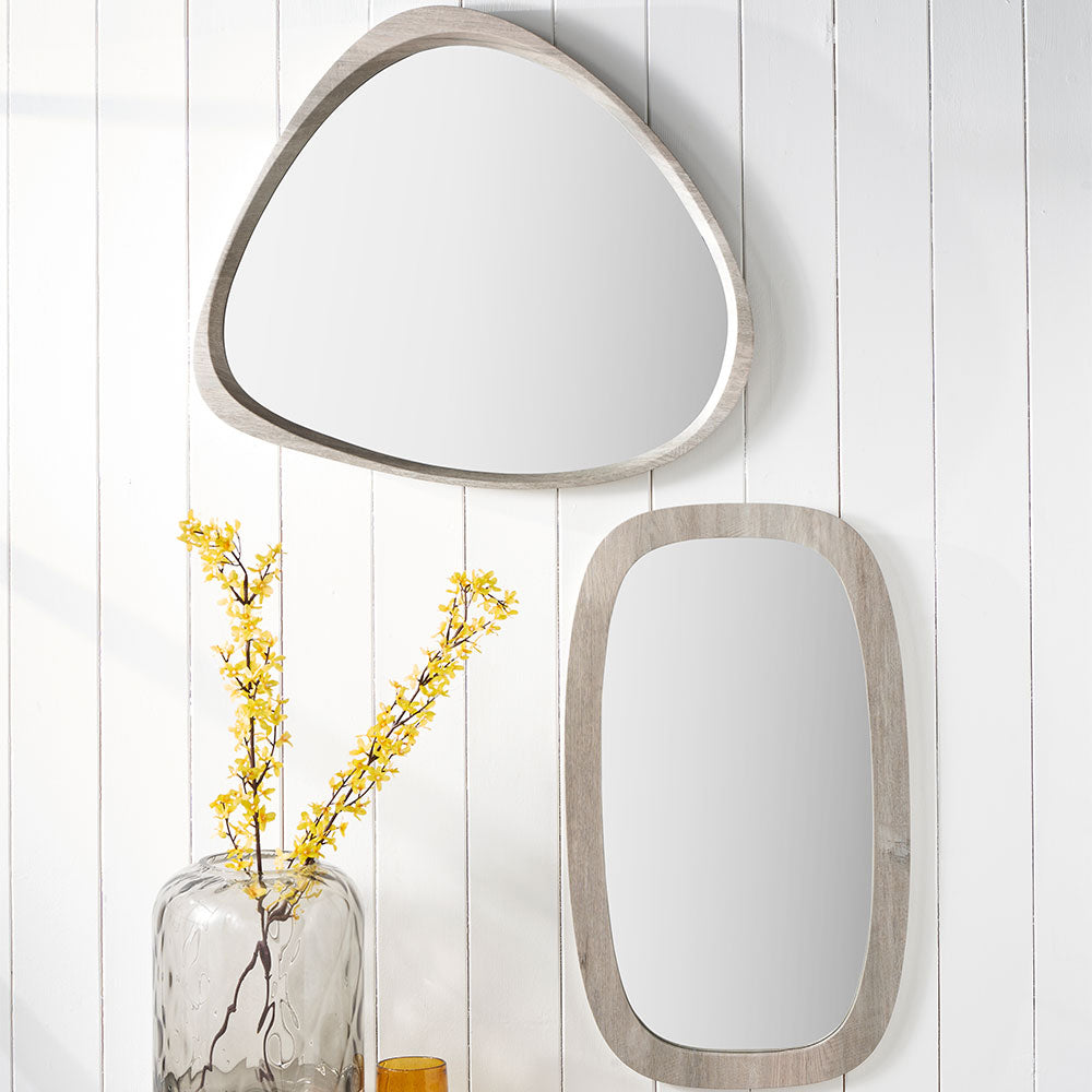 Olivia's Lesha Oak Veneer Curved Wall Mirror in Grey