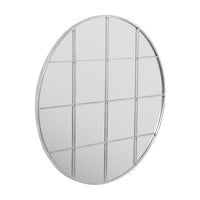 Olivia's Metal 16 Pane Round Wall Mirror in Silver