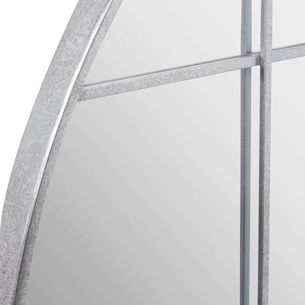 Olivia's Metal 16 Pane Round Wall Mirror in Silver